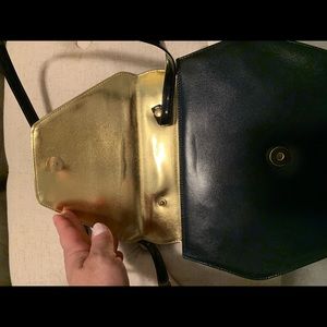 Black all leather structured handbag